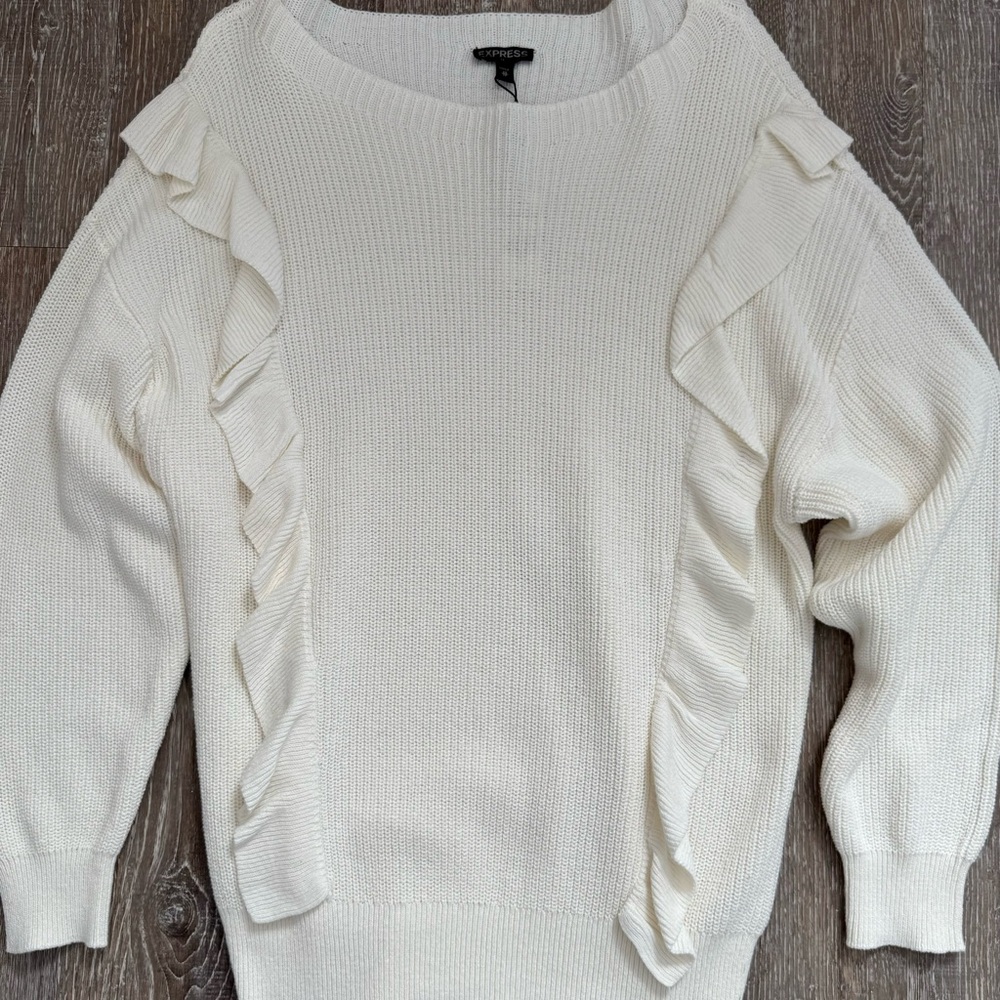 Express Ruffle Front Sweater | Size XS | NWT